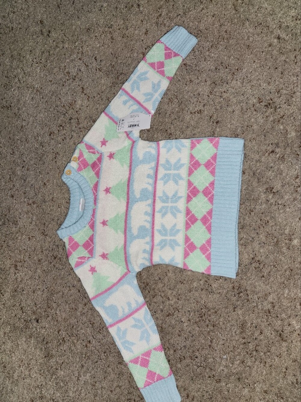Holiday Time Pastel Polar Bear Knit Sweater Blue, Pink & Mint For Girls Size 2T